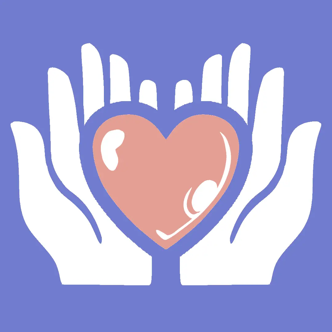 A picture of a blue heart in the palm of two hands